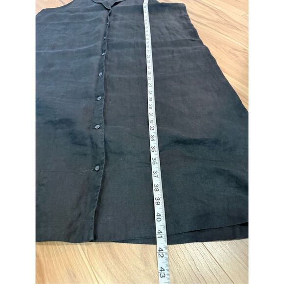 Everlane The Linen V-Neck Midi Black Button Front Dress Size 14 - Picture 6 of 6